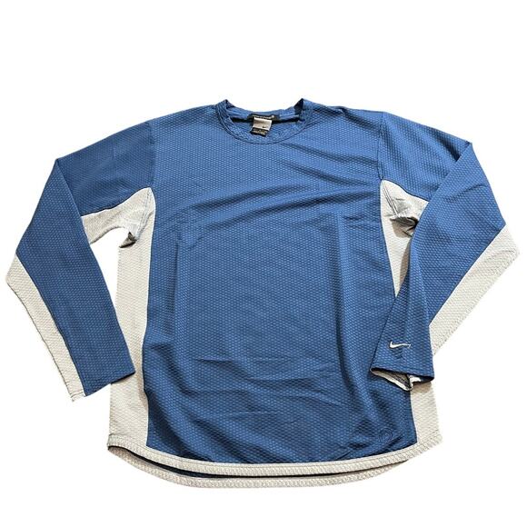 Vintage y2k NIKE SPHERE Blue/Gray Long Sleeve Shirt Mens Size M‎ Textured - Picture 1 of 8